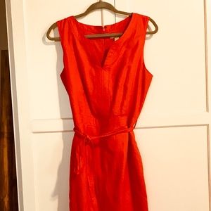 Banana republic orange lined linen dress
